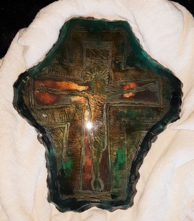 Angelo Bragalini (1913- 1994) Placca in vetro con Cristo. Misure cm 42x36