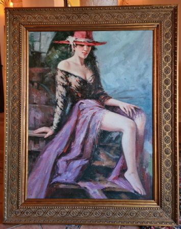 “Figura femminile con cappello rosso”. 