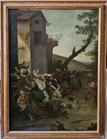  Scuola fiamminga fine del XVI secolo Dipinto olio su tela 