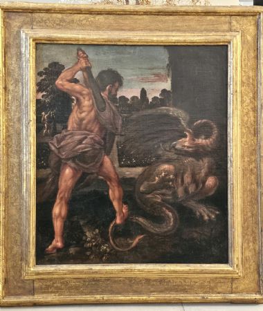 Hercules slaying the Hydra, Emilian school, 17th century